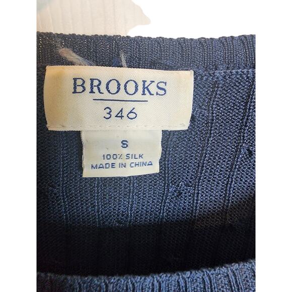 Brooks 346 Lightweight 100% Silk Sweater, Dark Blue, Small - Picture 3 of 4